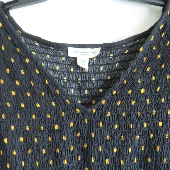 BeachLunchLounge Women’s Dress Polka Dot Shirred Long Sleeves Dress XL - Picture 5 of 12